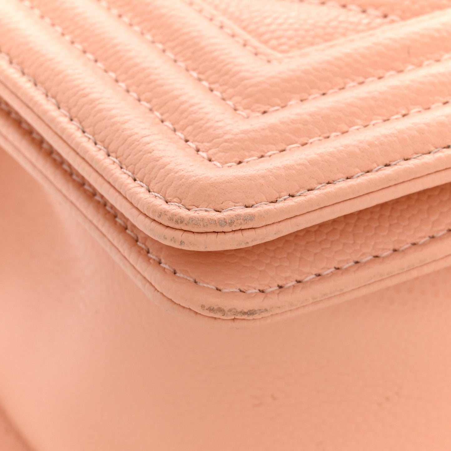 Caviar Chevron Quilted Medium Boy Flap Light Orange