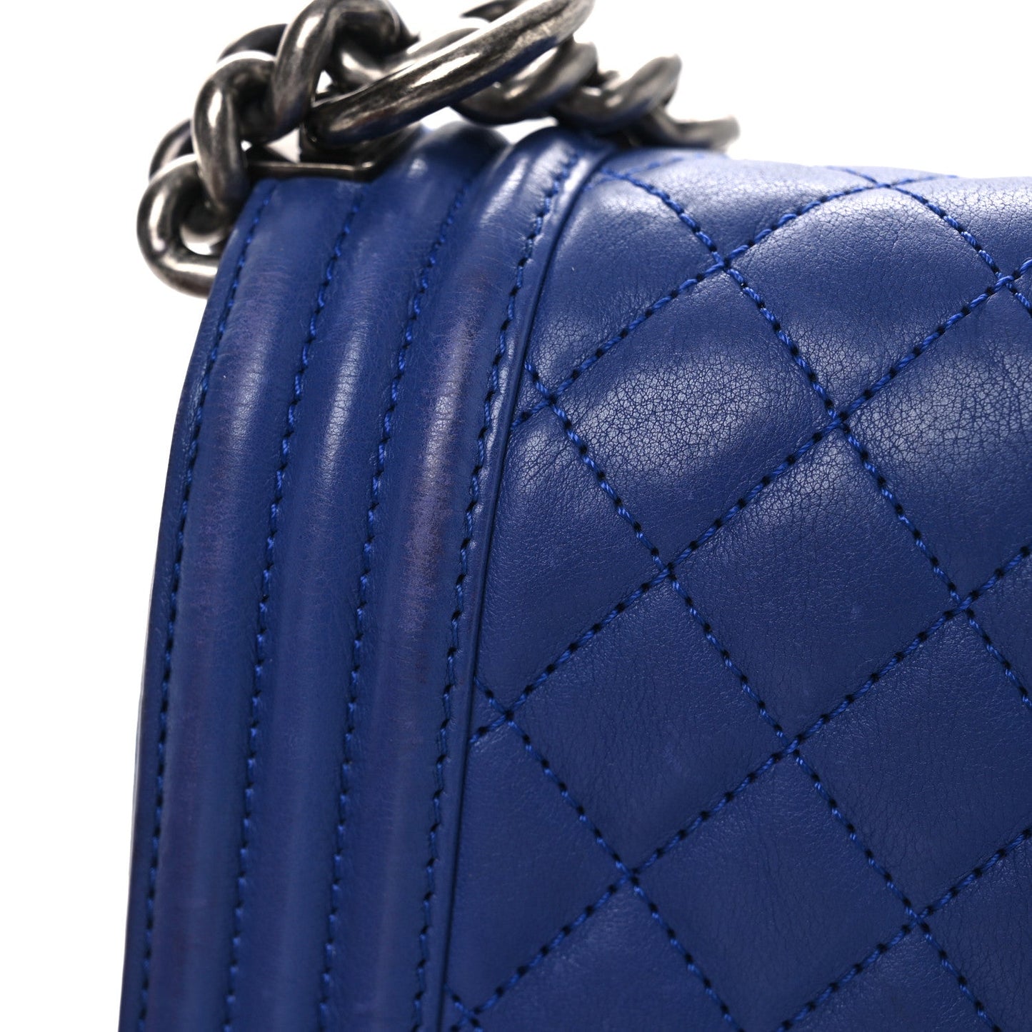 Calfskin Quilted Medium Boy Flap Blue