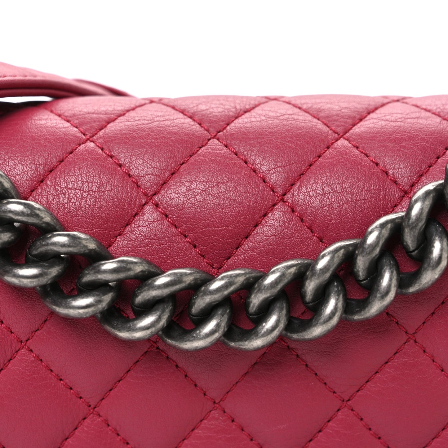 Calfskin Quilted Small Boy Flap Dark Pink