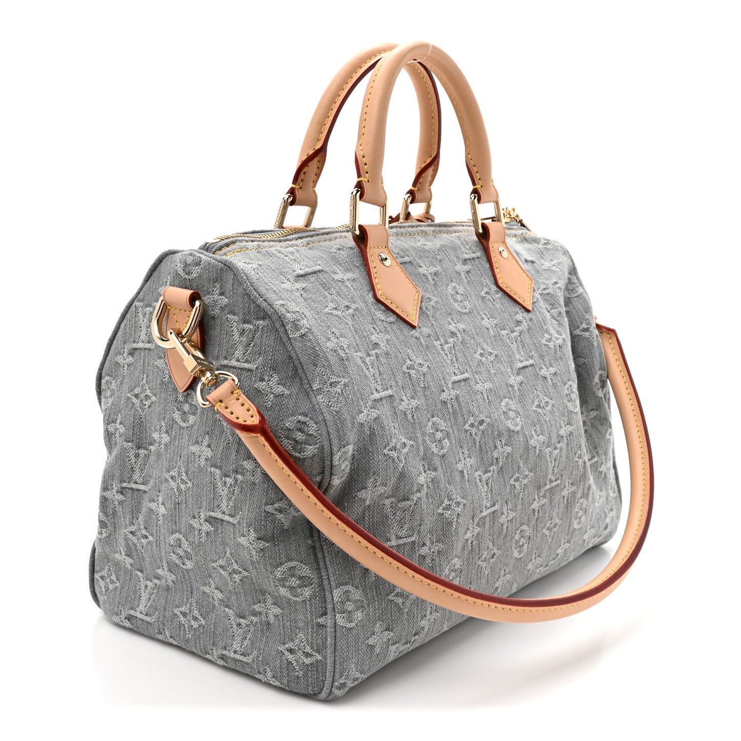 Monogram Denim Speedy Soft 30 Washed Gray