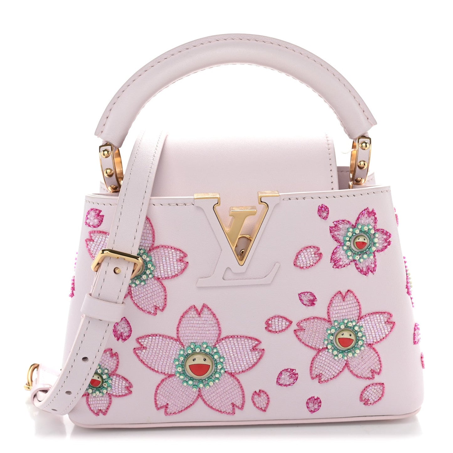 LV X TM Lambskin Beaded Embroidered Mini Cherry Blossom Capucines Pink