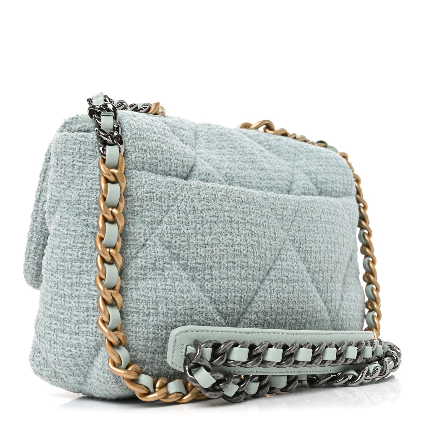 Tweed Quilted Medium Chanel 19 Flap Blue Multicolor