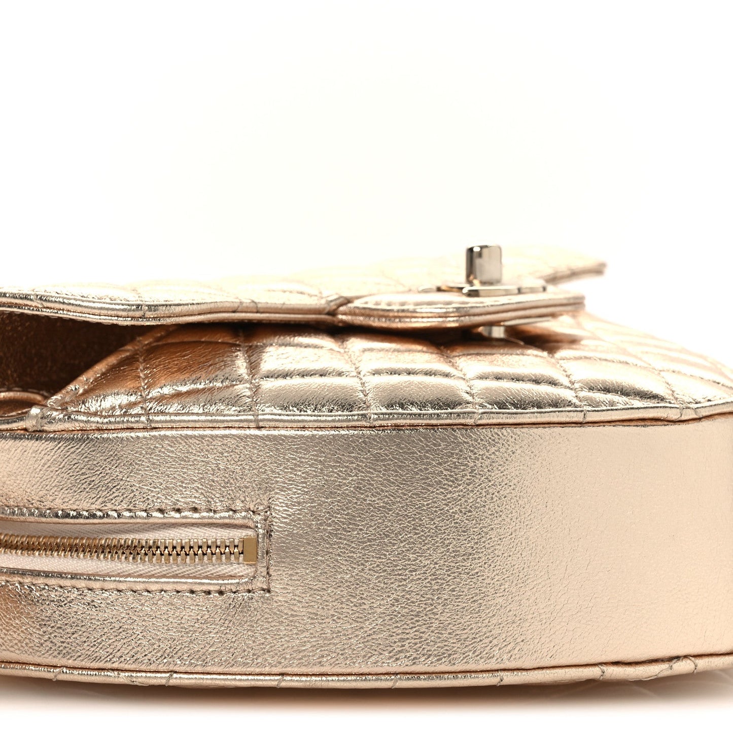 Metallic Lambskin Quilted CC In Love Heart Bag Gold