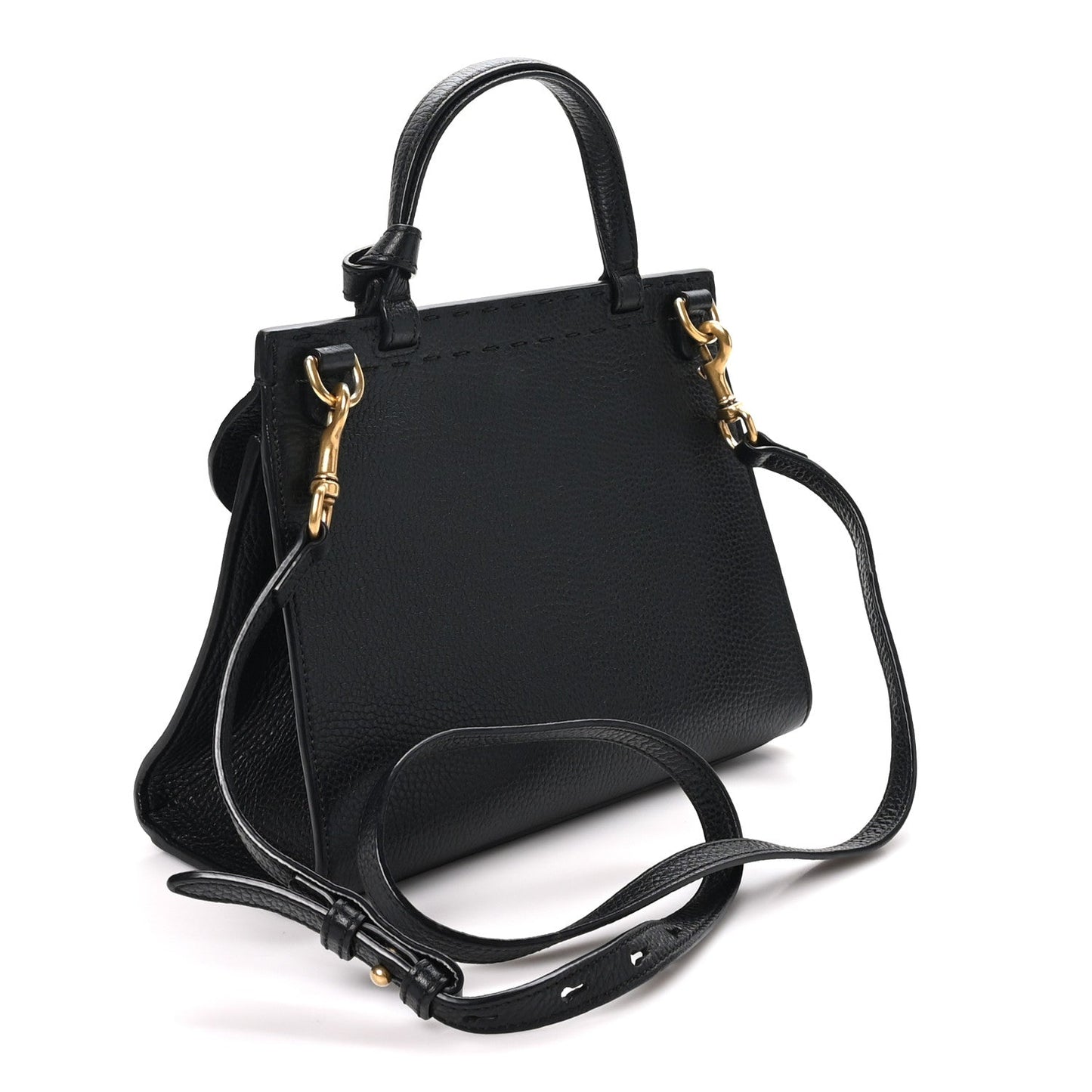 Calfskin Small GG Marmont Top Handle Bag Black