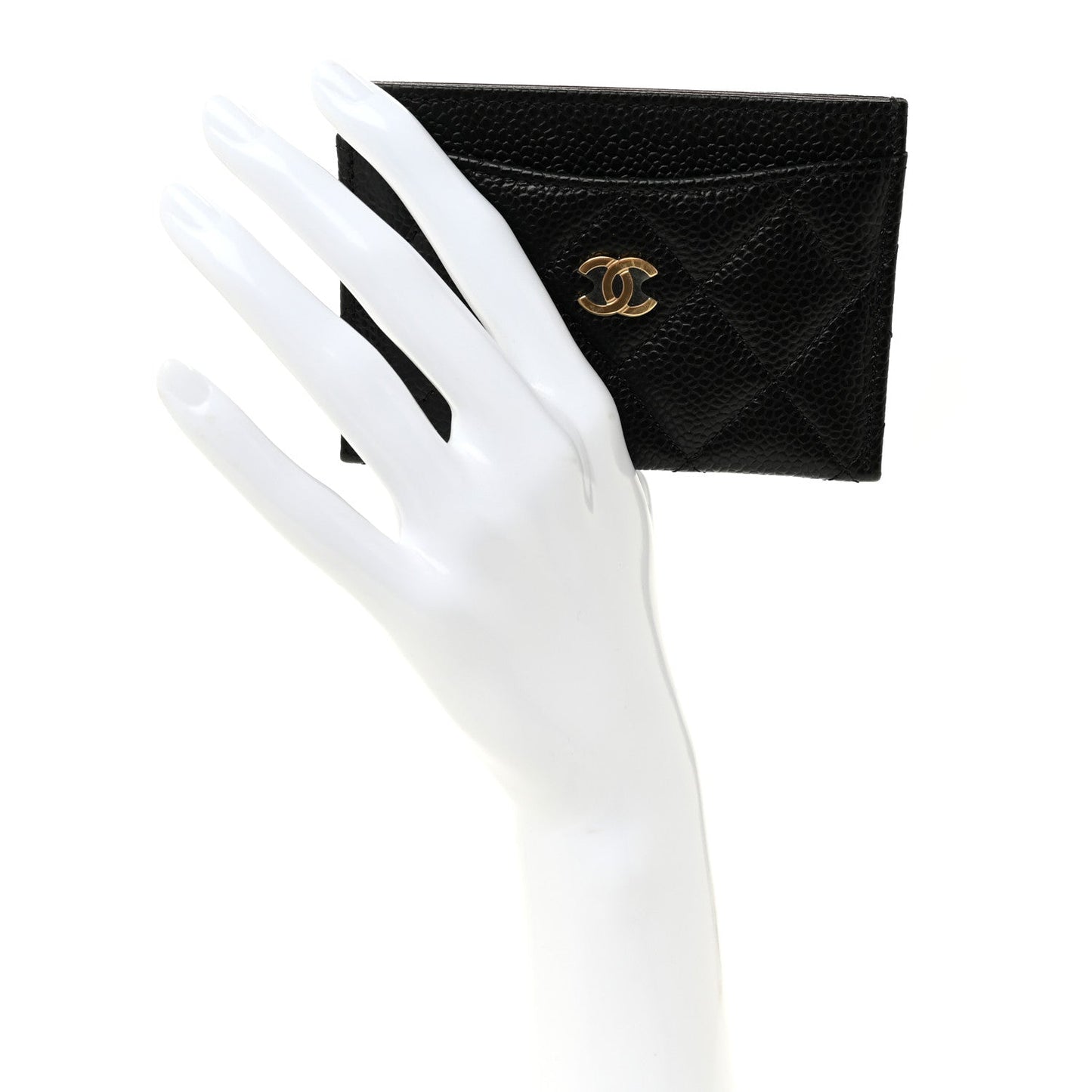 Caviar Quilted Card Holder Black