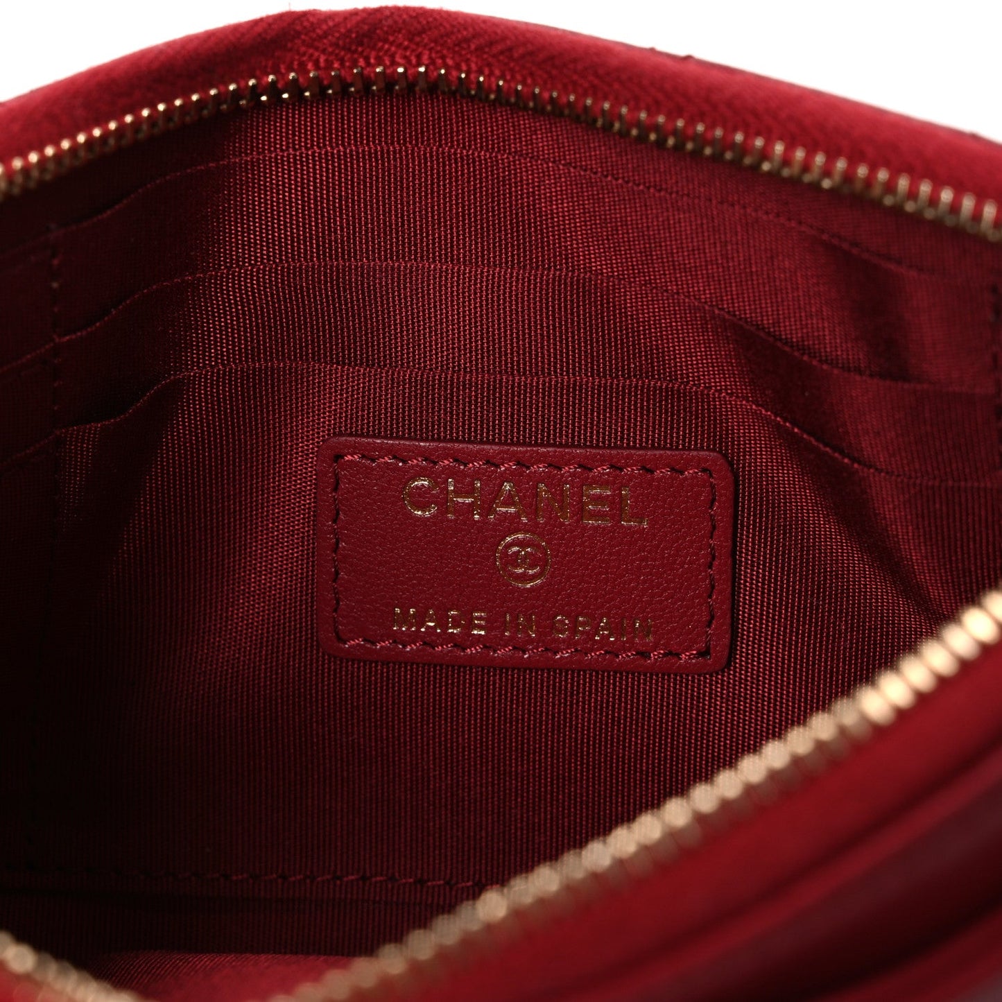 Sheepskin Quilted Mademoiselle Vintage Zip Pouch Red