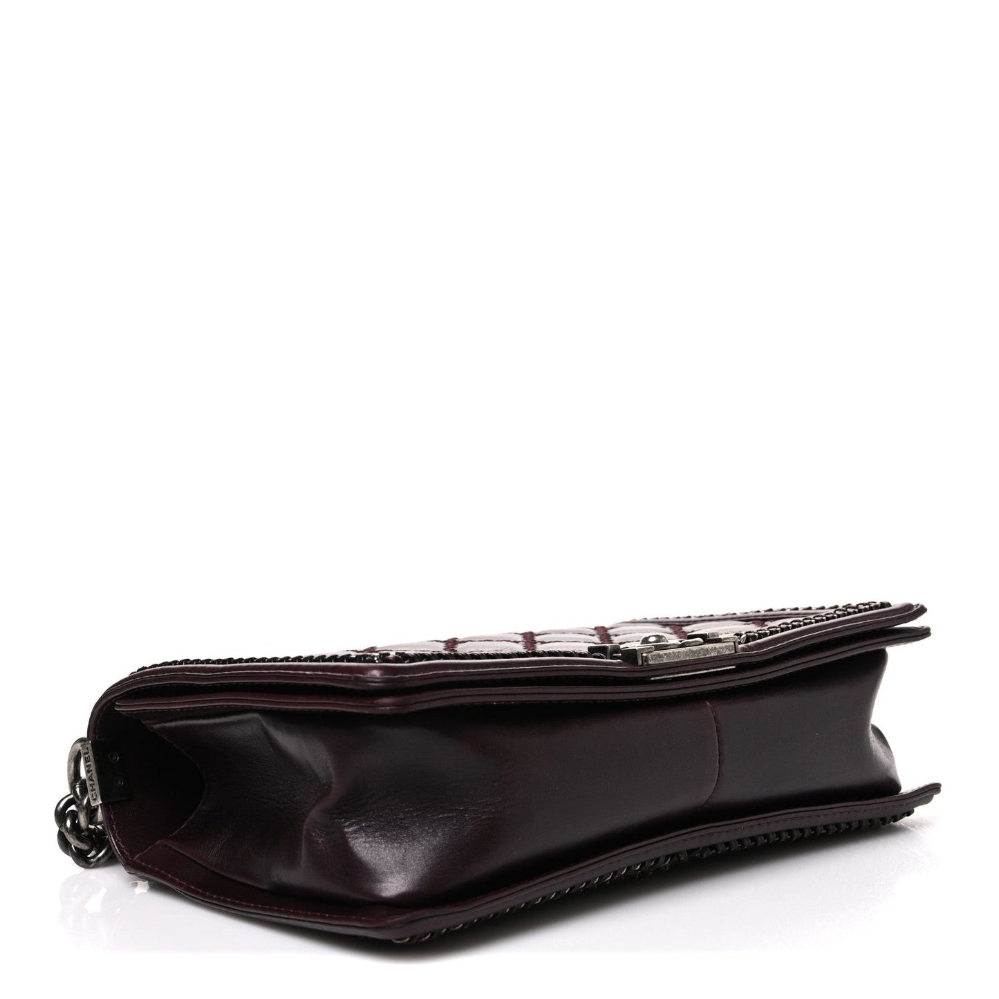 Goatskin Quilted New Medium Boy Handle Flap Burgundy