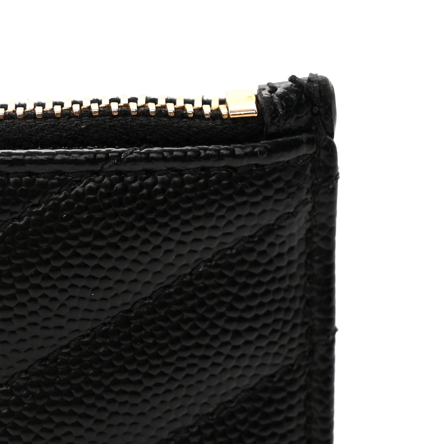 Grain De Poudre Matelasse Chevron Monogram Fragments Zippered Card Case Black