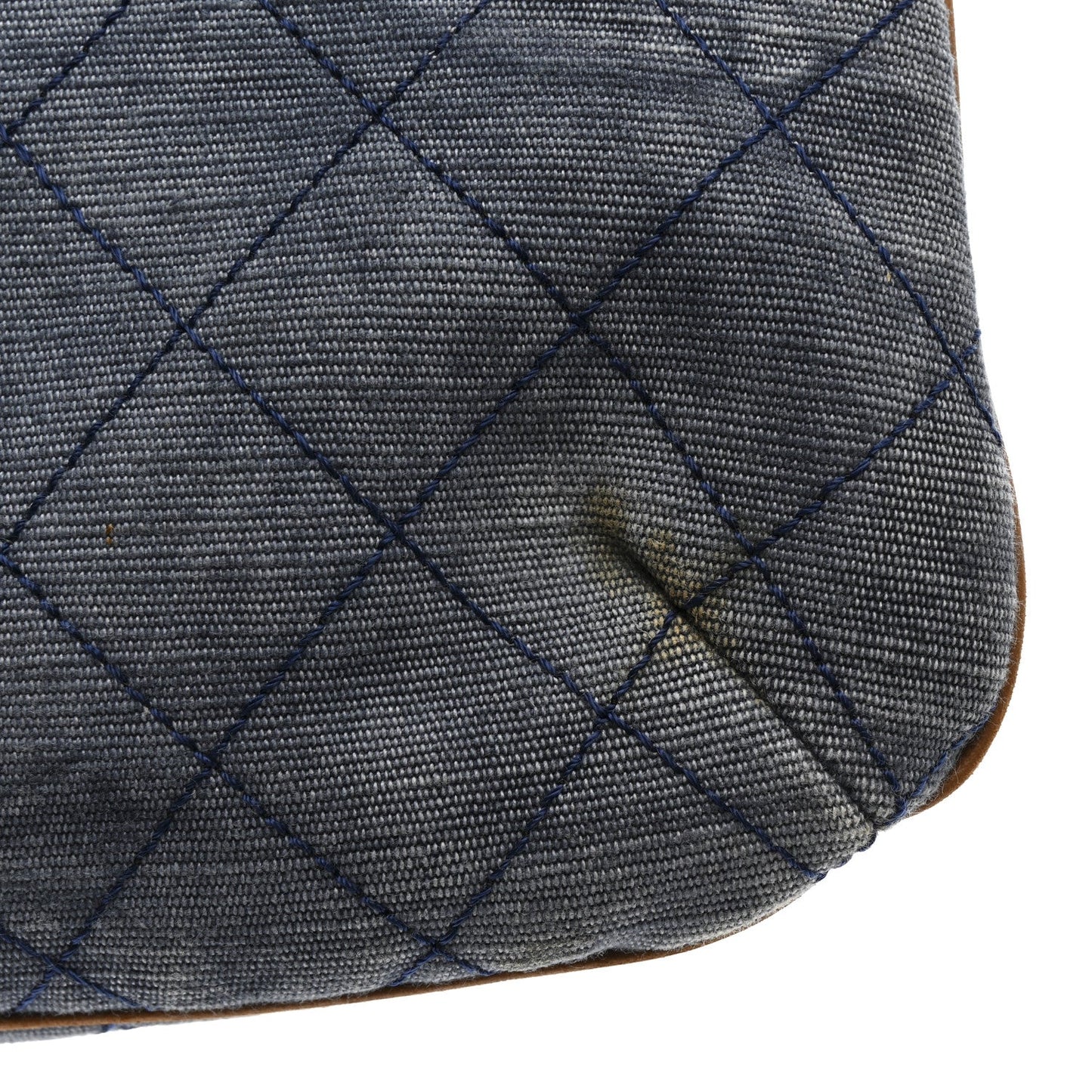 Denim Lambskin Quilted CC Clutch Blue