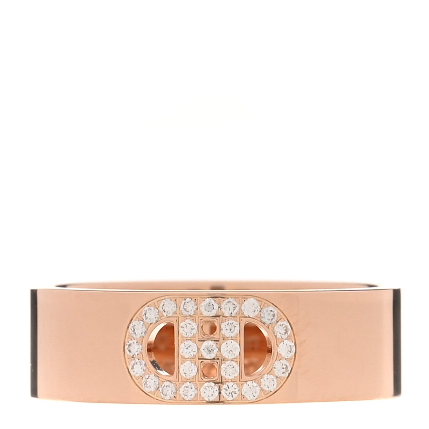 18K Rose Gold Diamond PM H D'Ancre Ring 50 5.5
