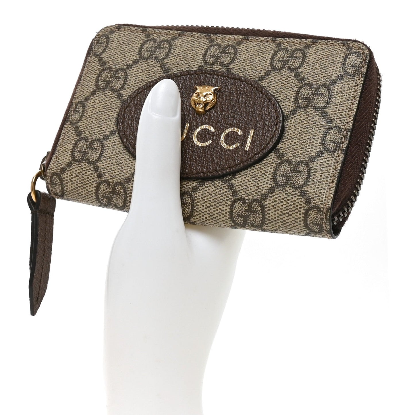 GG Supreme Monogram Neo Vintage Zip Around Card Case Beige Crop New Acero