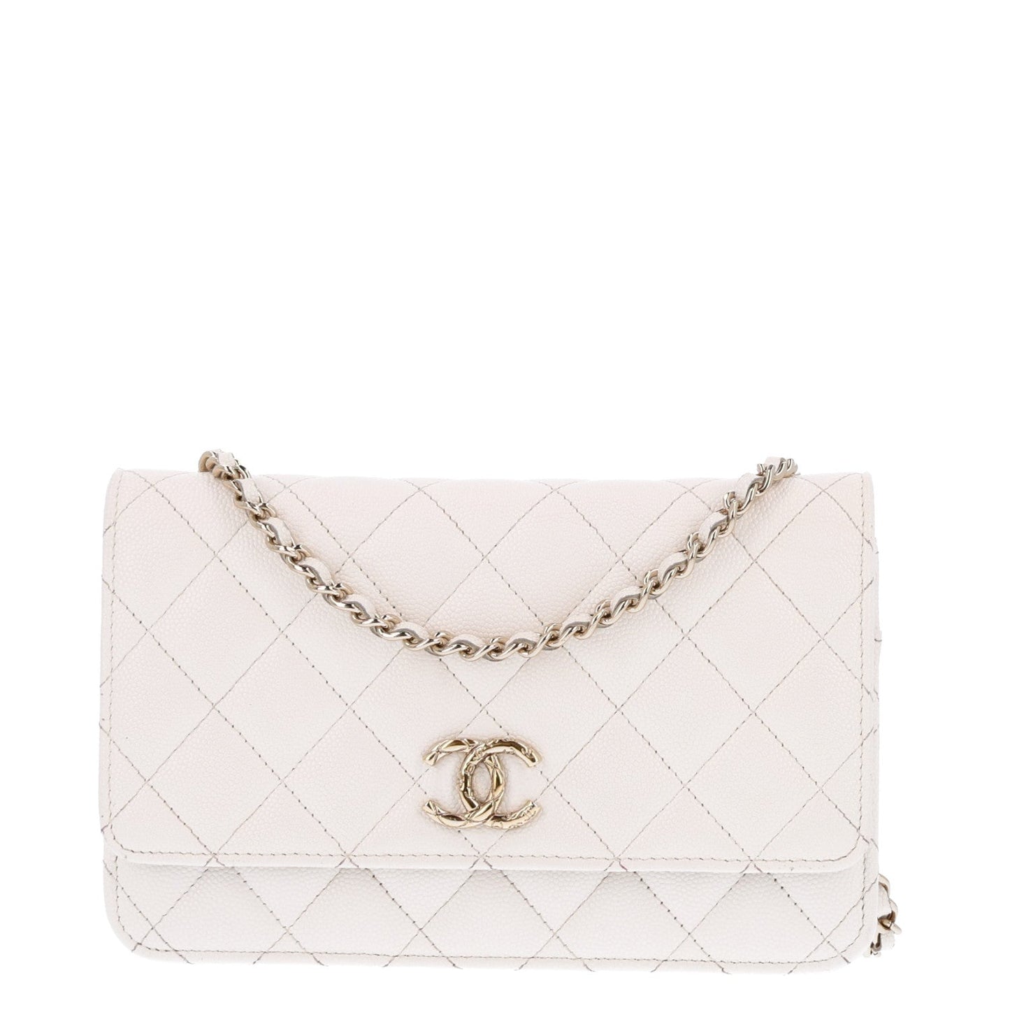 Caviar Quilted Wallet On Chain WOC White