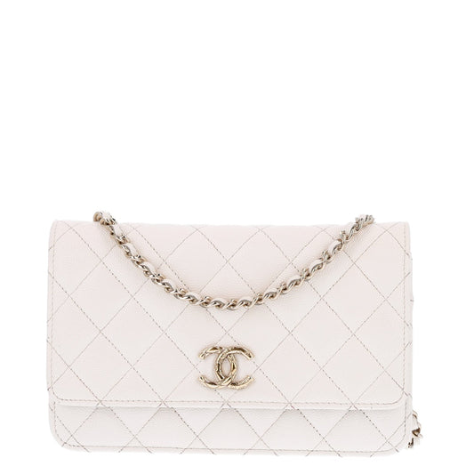 Caviar Quilted Wallet On Chain WOC White