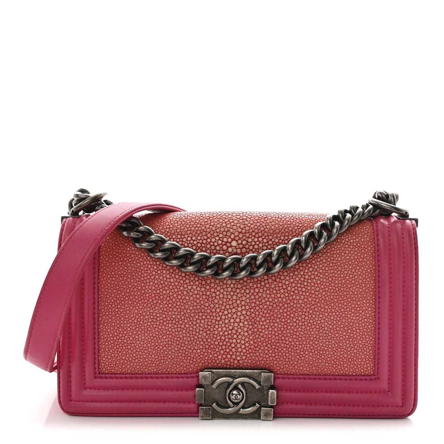 Galuchat Stingray Medium Boy Flap Pink