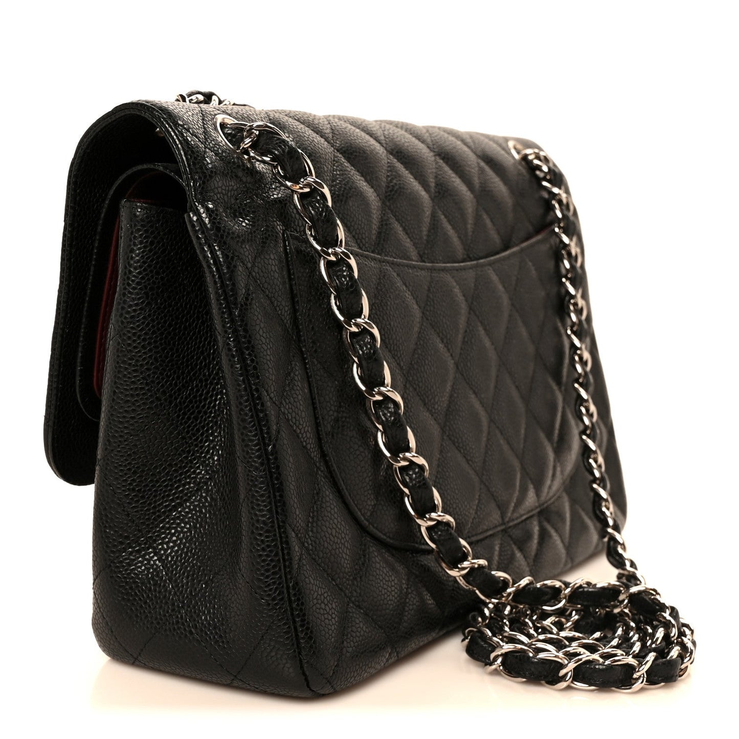 Caviar Quilted Jumbo Double Flap Black