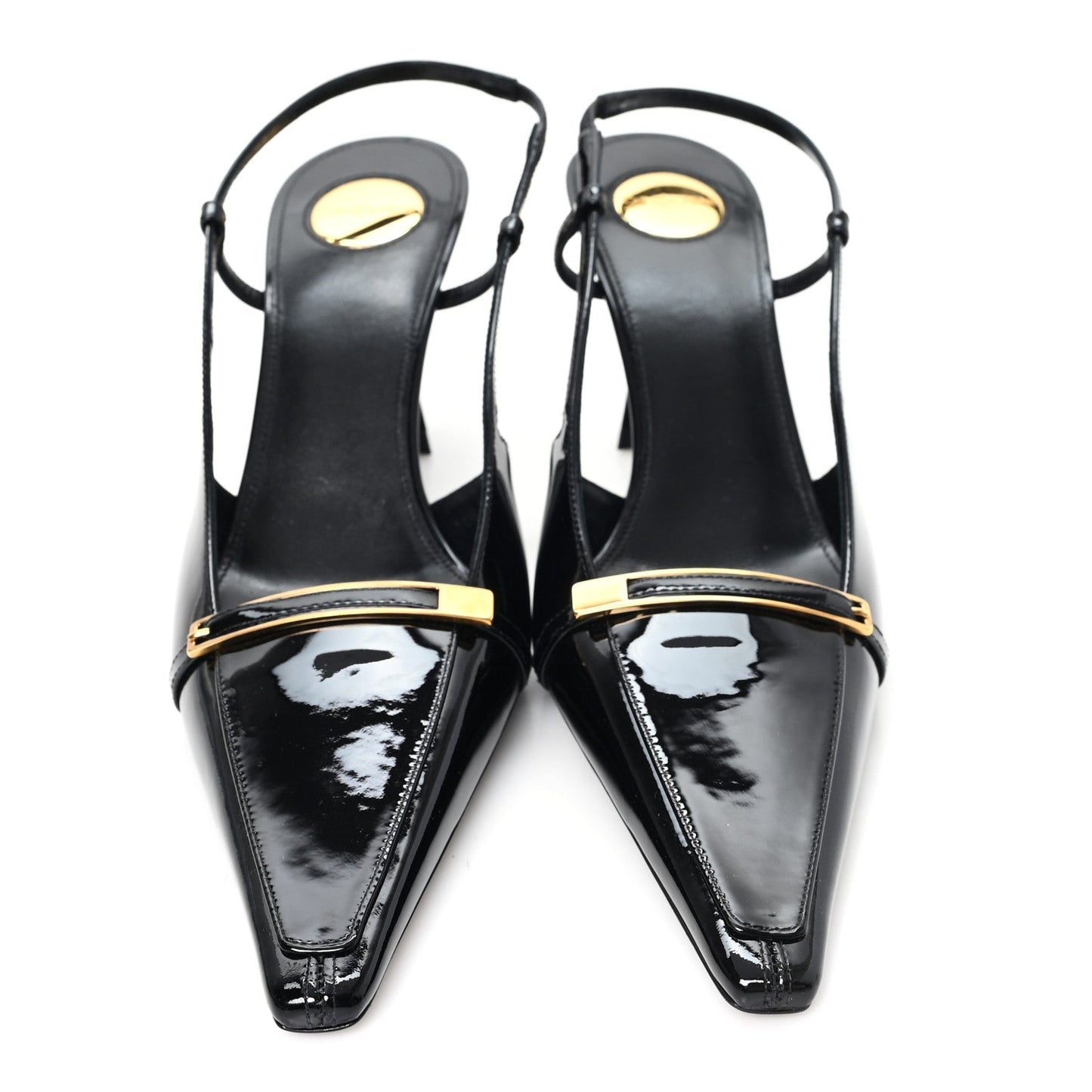 Patent Calfskin Jacqueline 75 Slingback Pumps 38 Black