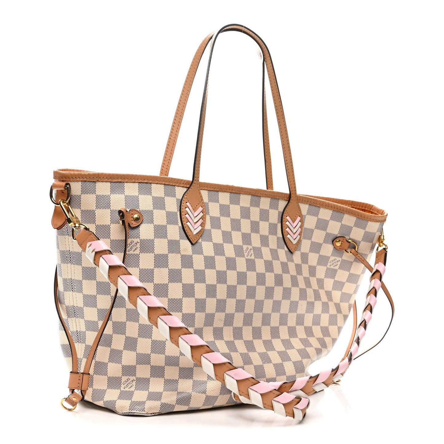 Damier Azur Braided Neverfull MM Orange