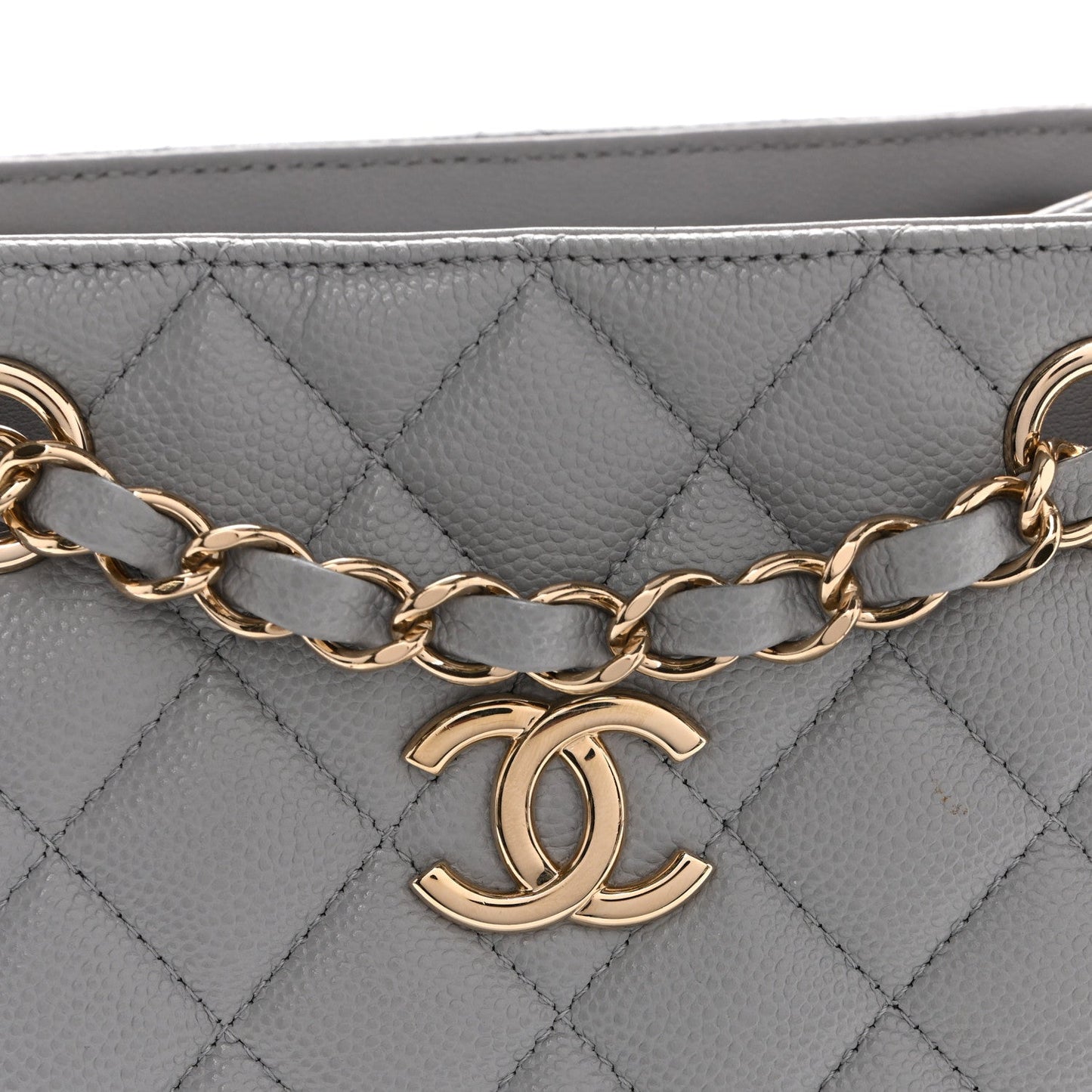 Caviar Quilted Mini Bucket Bag Grey