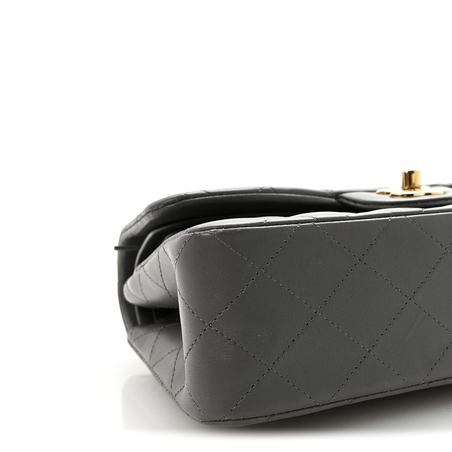 Lambskin Quilted Small Double Flap Grey