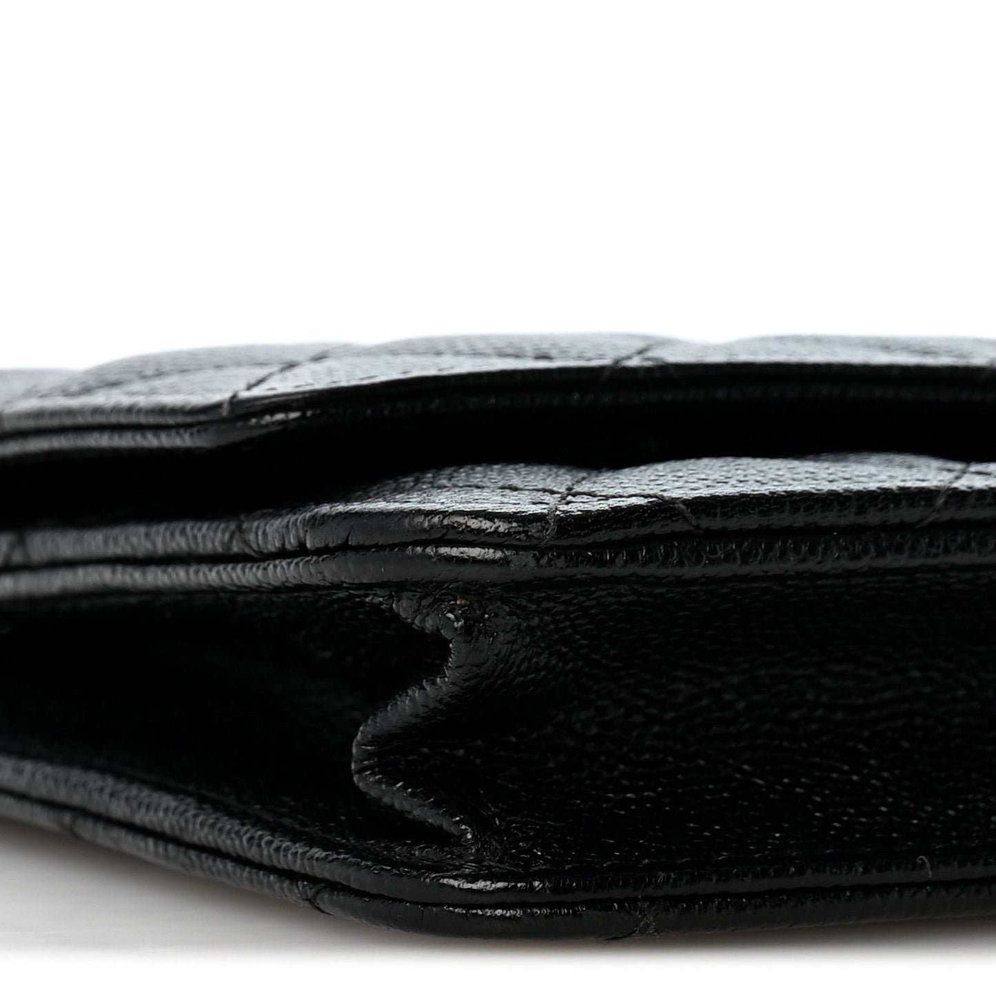 Caviar Quilted Golden Class Wallet On Chain WOC Black