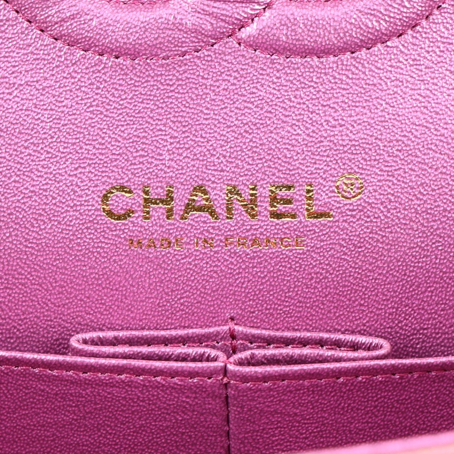 Iridescent Lambskin Quilted Medium Double Flap Purple