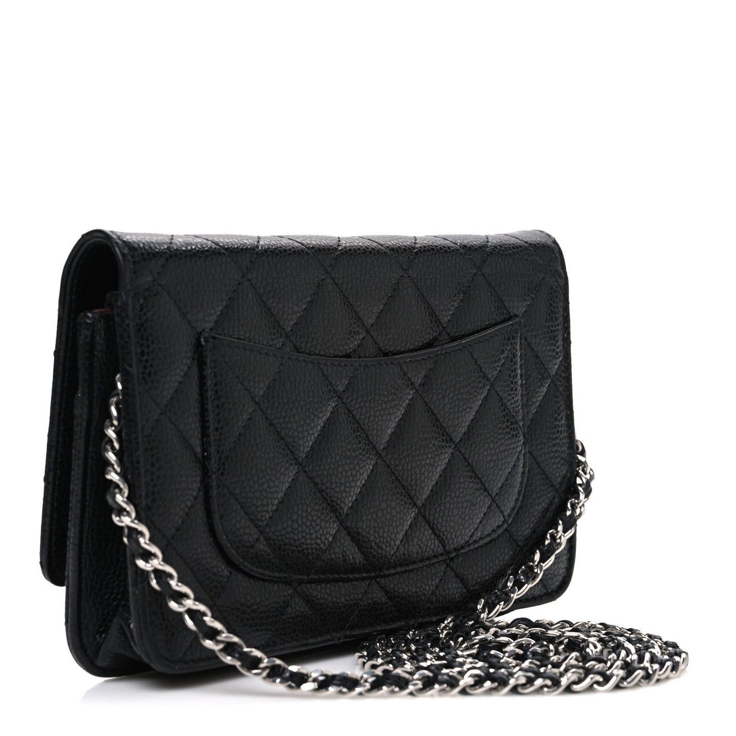 Caviar Quilted Wallet on Chain WOC Black