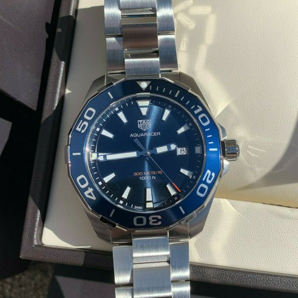 Tag Heuer Aquaracer Blue Dial Silver Steel Strap Watch for Men - WAY101C.BA0746