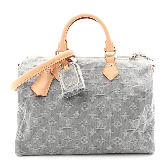 Monogram Denim Speedy Soft 30 Washed Gray