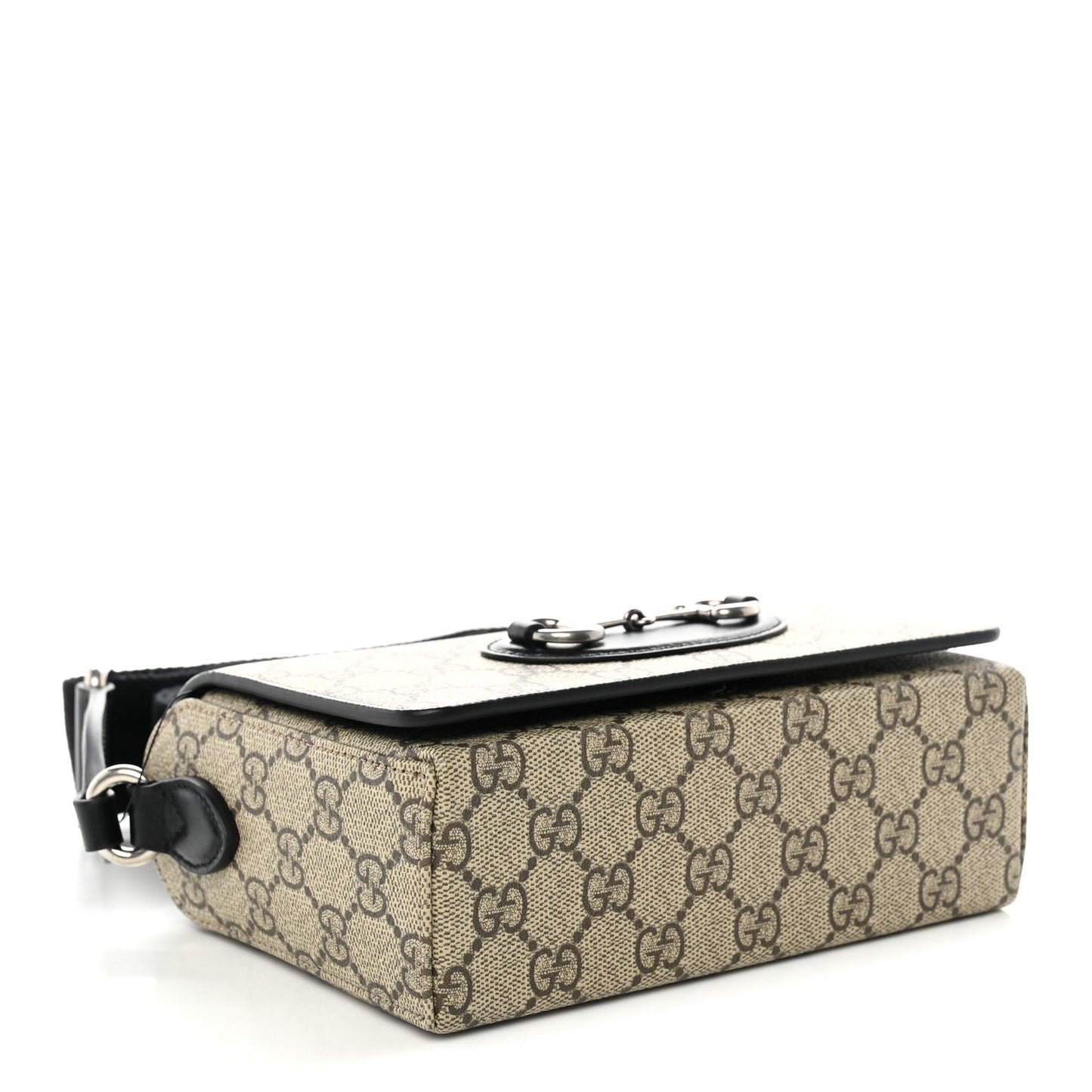GG Supreme Monogram Mini Horsebit 1955 Shoulder Bag Beige Ebony Black