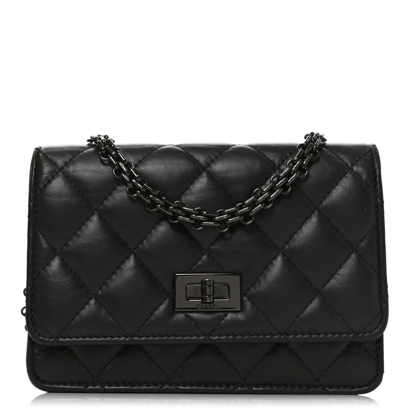 Aged Calfskin Quilted Mini Reissue Wallet On Chain WOC So Black