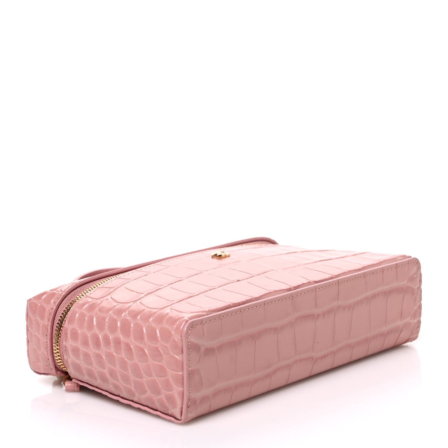 Calfskin Crocodile Embossed Crococo Exoticoco Vanity With Chain Light Pink