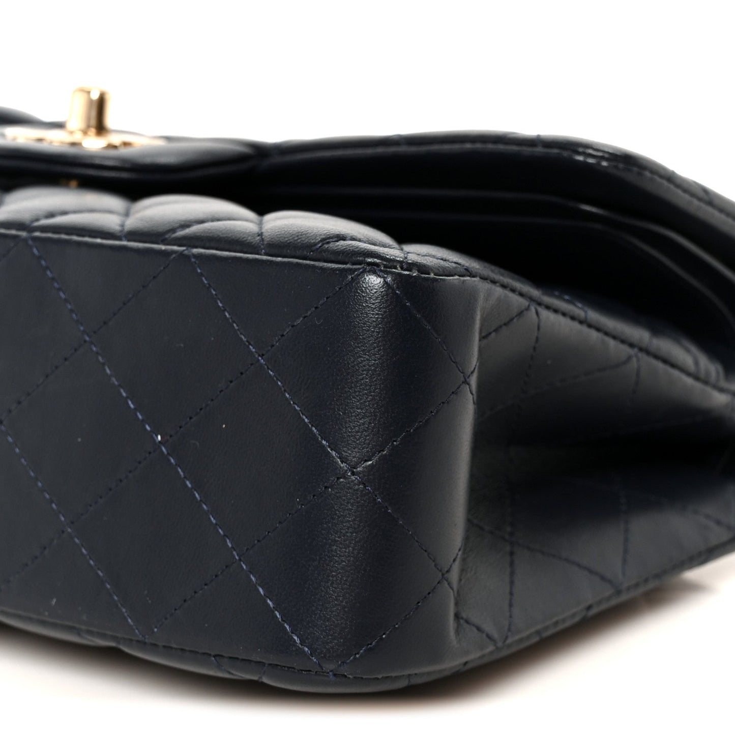 Lambskin Quilted Small Double Flap Navy