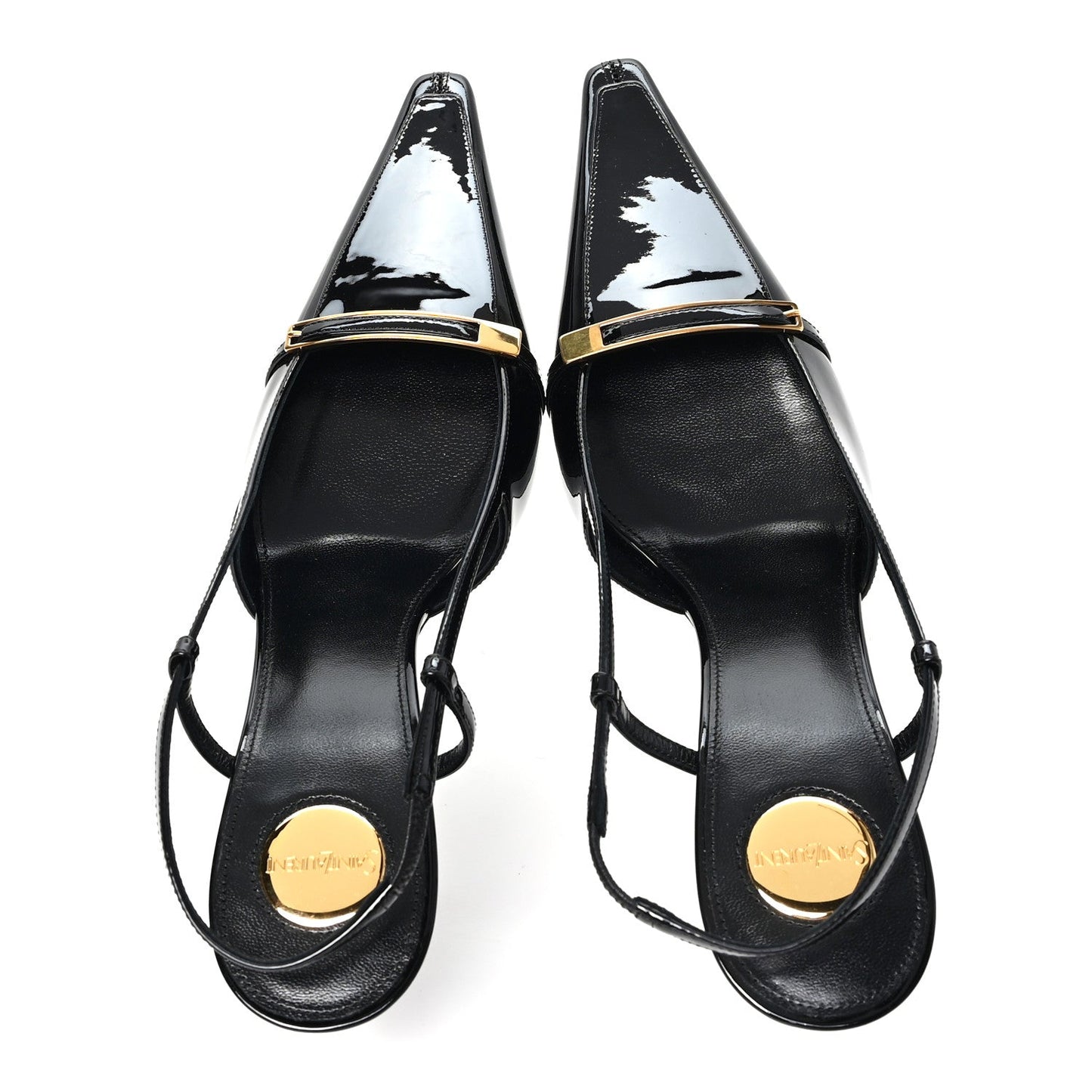 Patent Calfskin Jacqueline 75 Slingback Pumps 38 Black