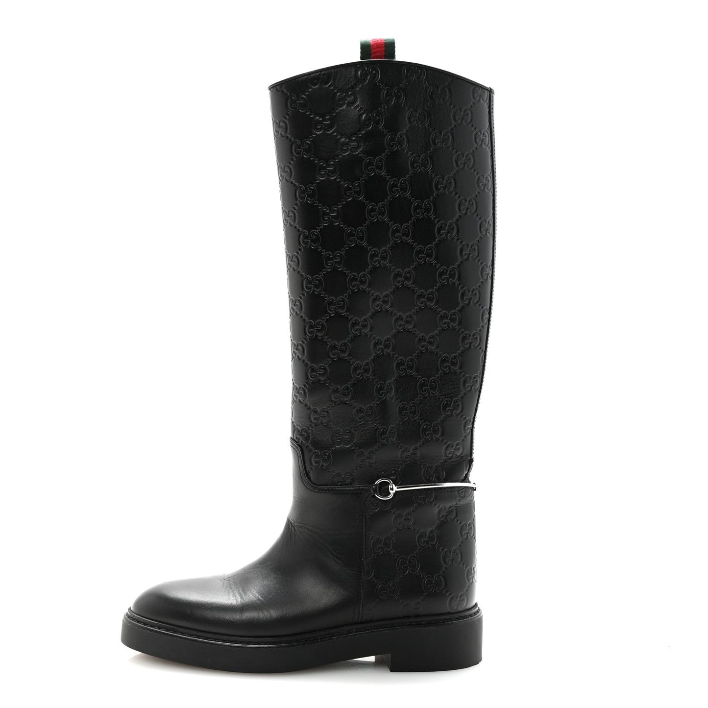 Guccissima Michelangelo Slim Horsebit Riding Boots 37 Black