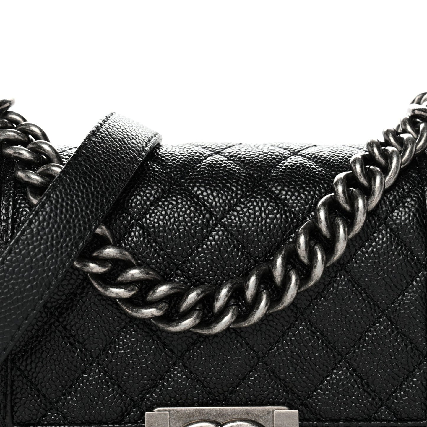 Caviar Quilted Small Boy Flap Black