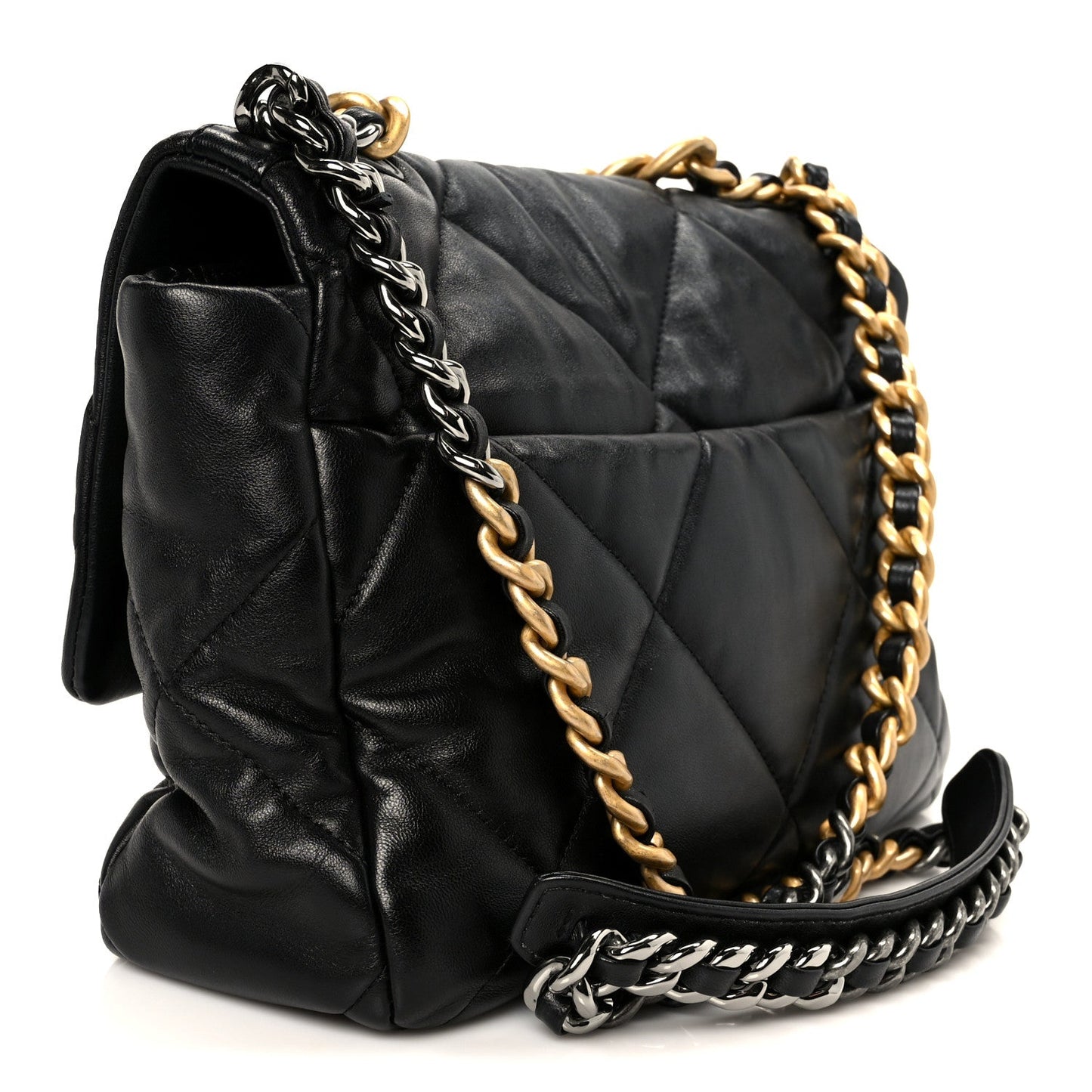 Goatskin Quilted Large Chanel 19 Flap Black
