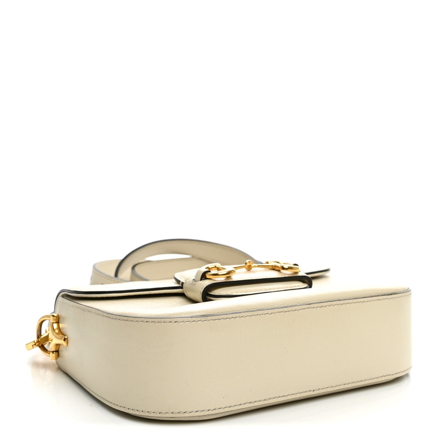 Azalea Calfskin Web Mini Horsebit 1955 Shoulder Bag Mystic White