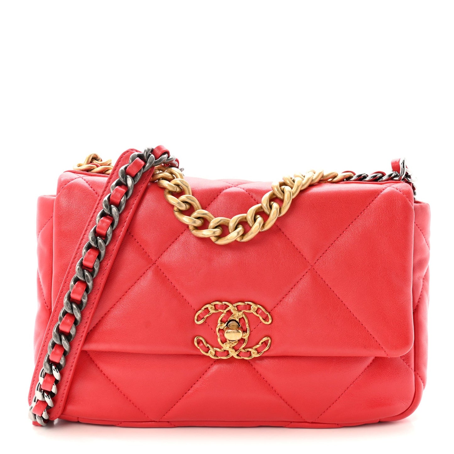 Goatskin Quilted Medium Chanel 19 Flap Pink