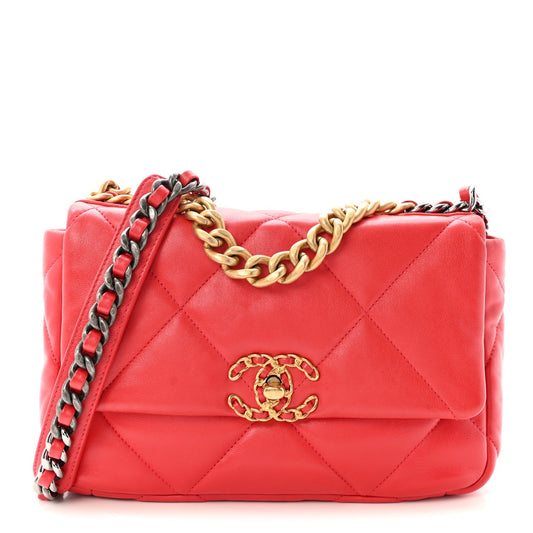 Goatskin Quilted Medium Chanel 19 Flap Pink