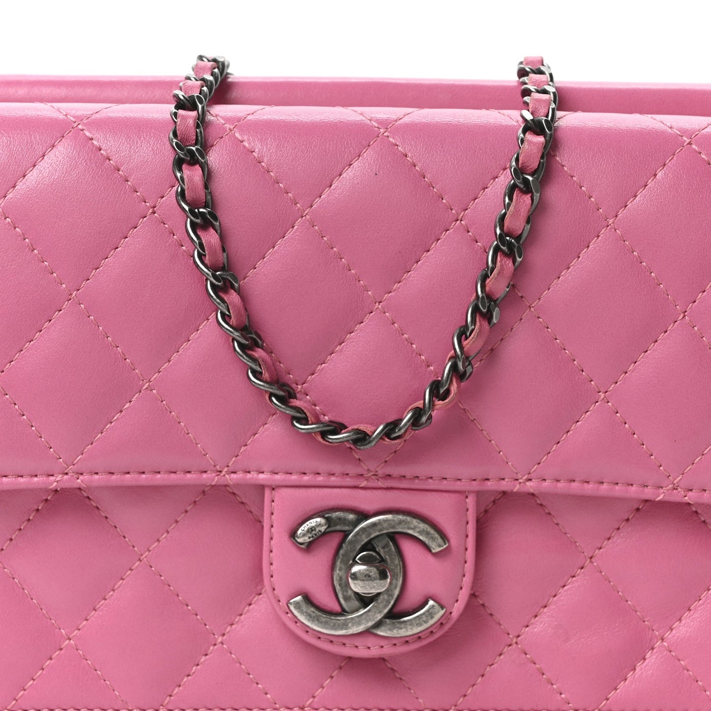 Lambskin Quilted Medium Crossing Times Flap Pink