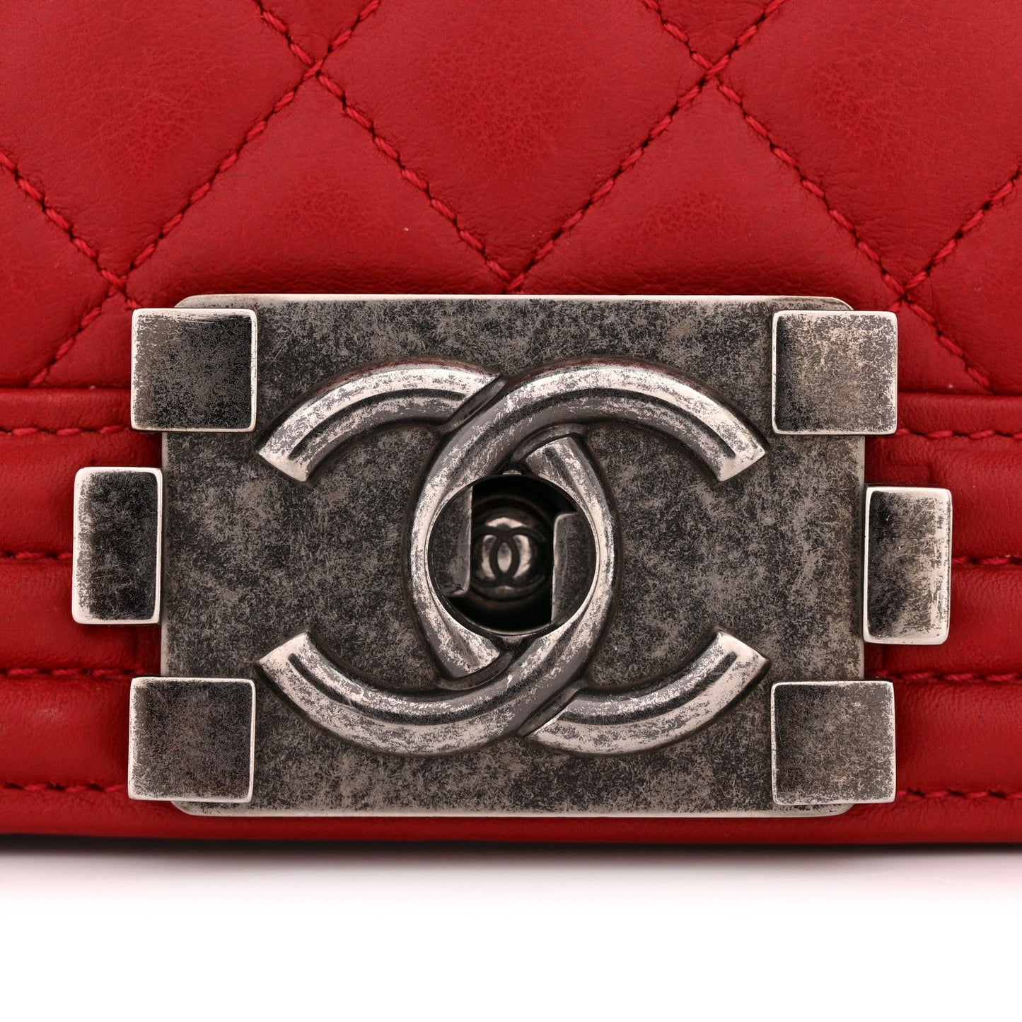 Calfskin Quilted New Medium Boy Flap Red