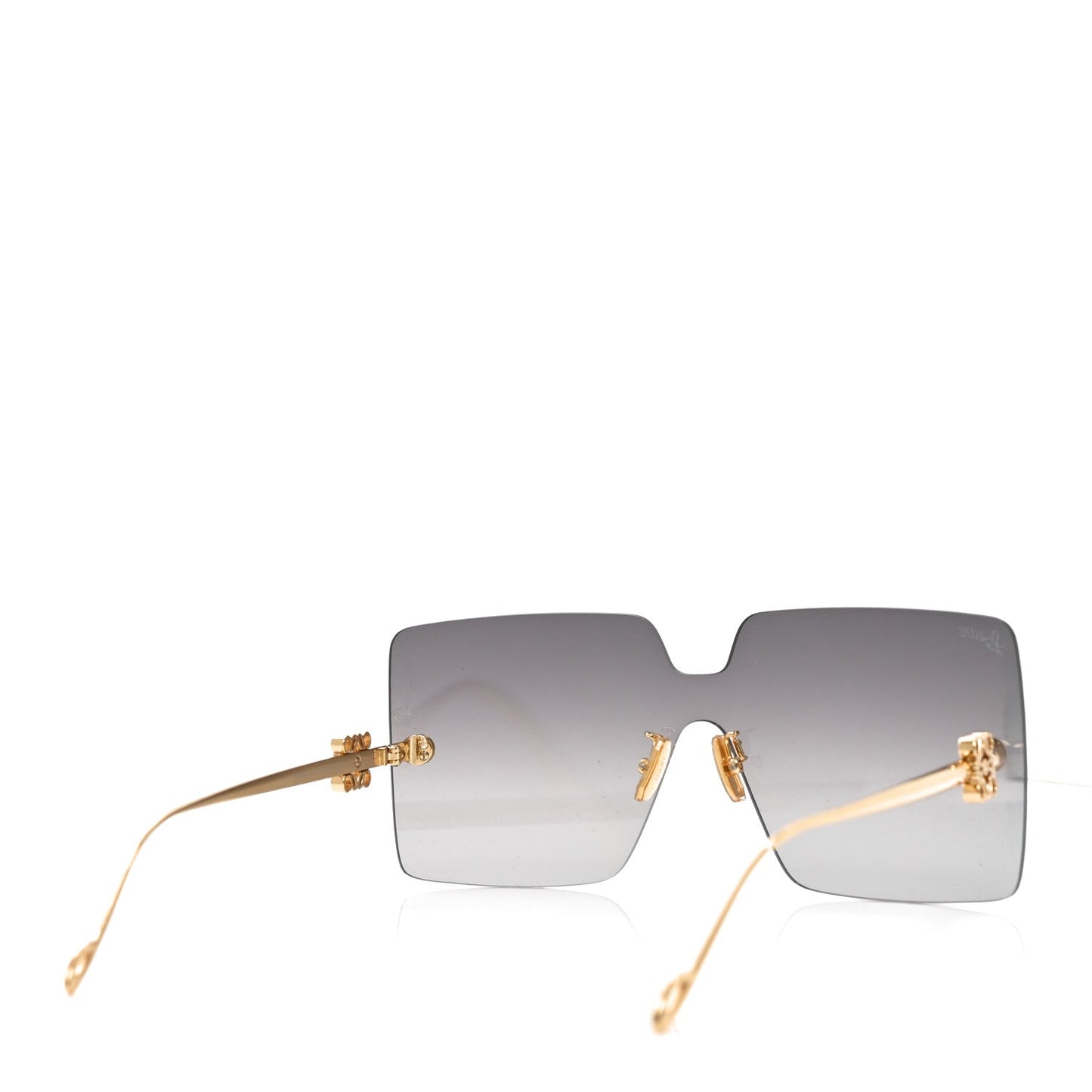 Metal Anagram Square Frame Sunglasses LW40082U Gold