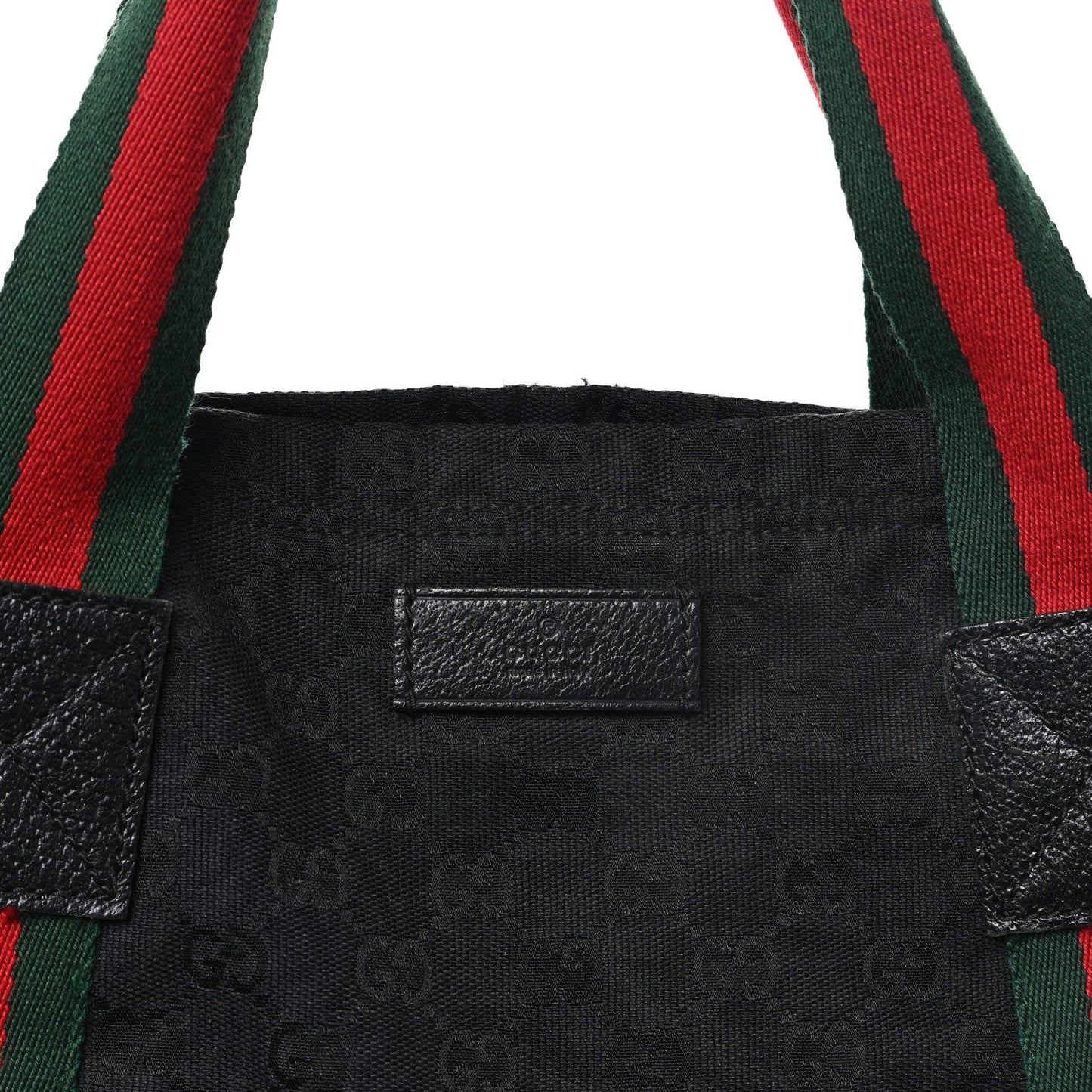 GG Monogram Medium Web Handle Vertical Tote Black