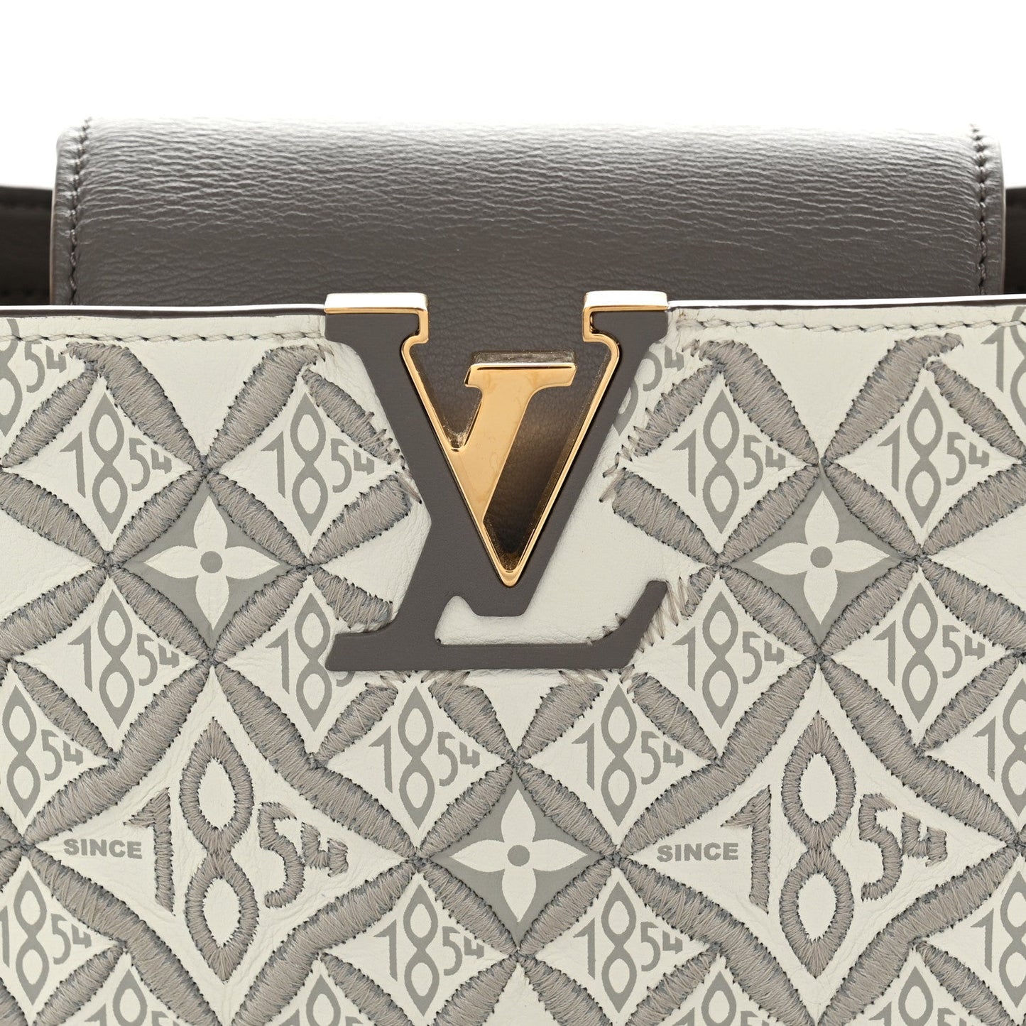 Calfskin Since 1854 Embroidered Capucines BB Ecru Taupe