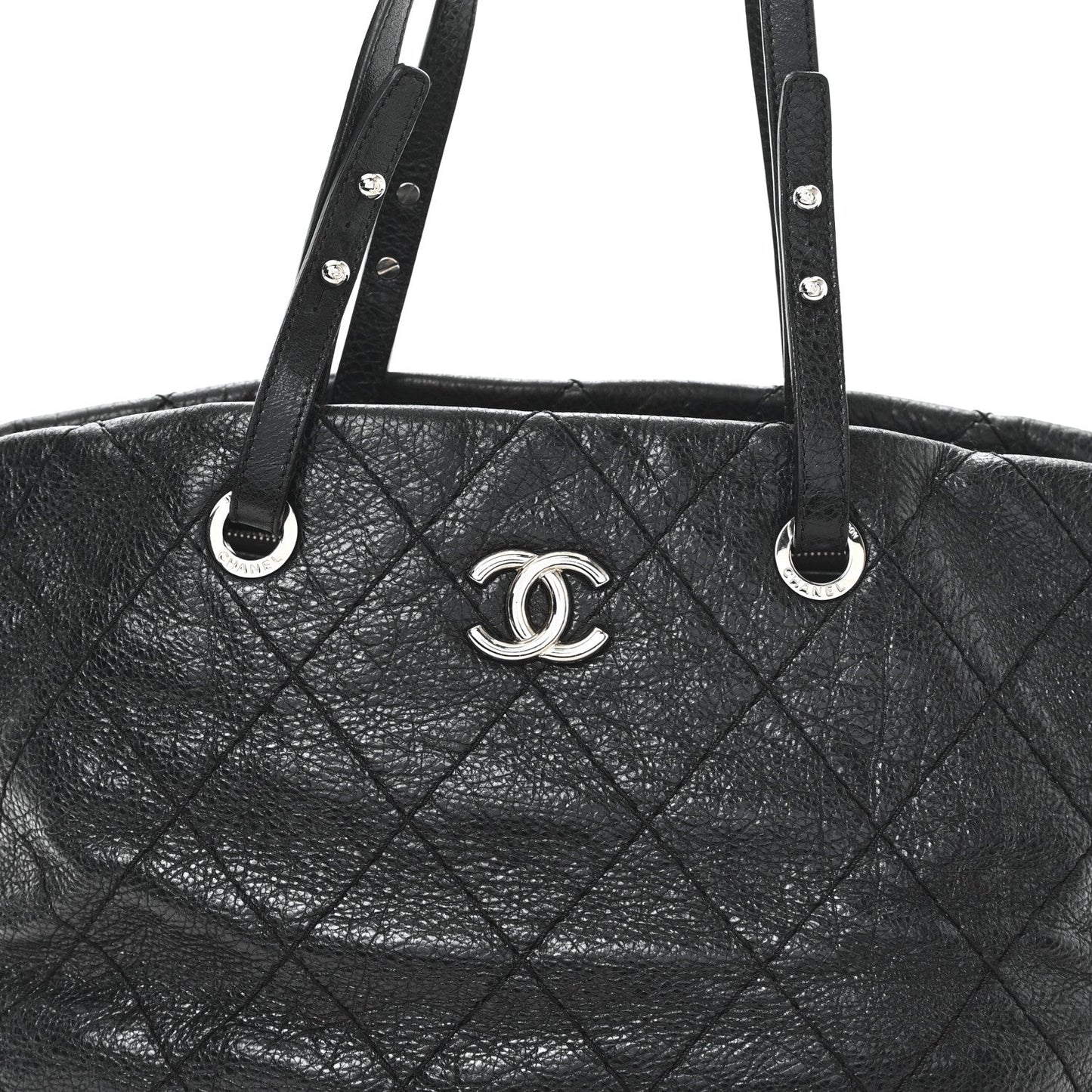 Glazed Calfskin Large On The Road Tote Black