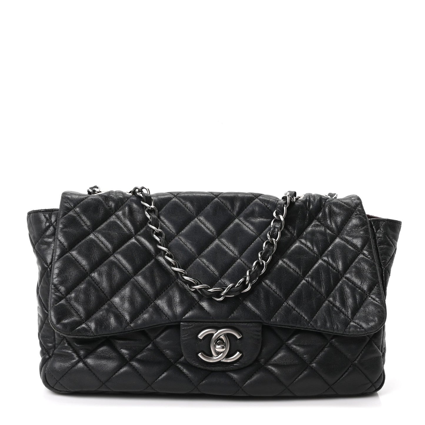 Lambskin Quilted Jumbo Single Flap Black