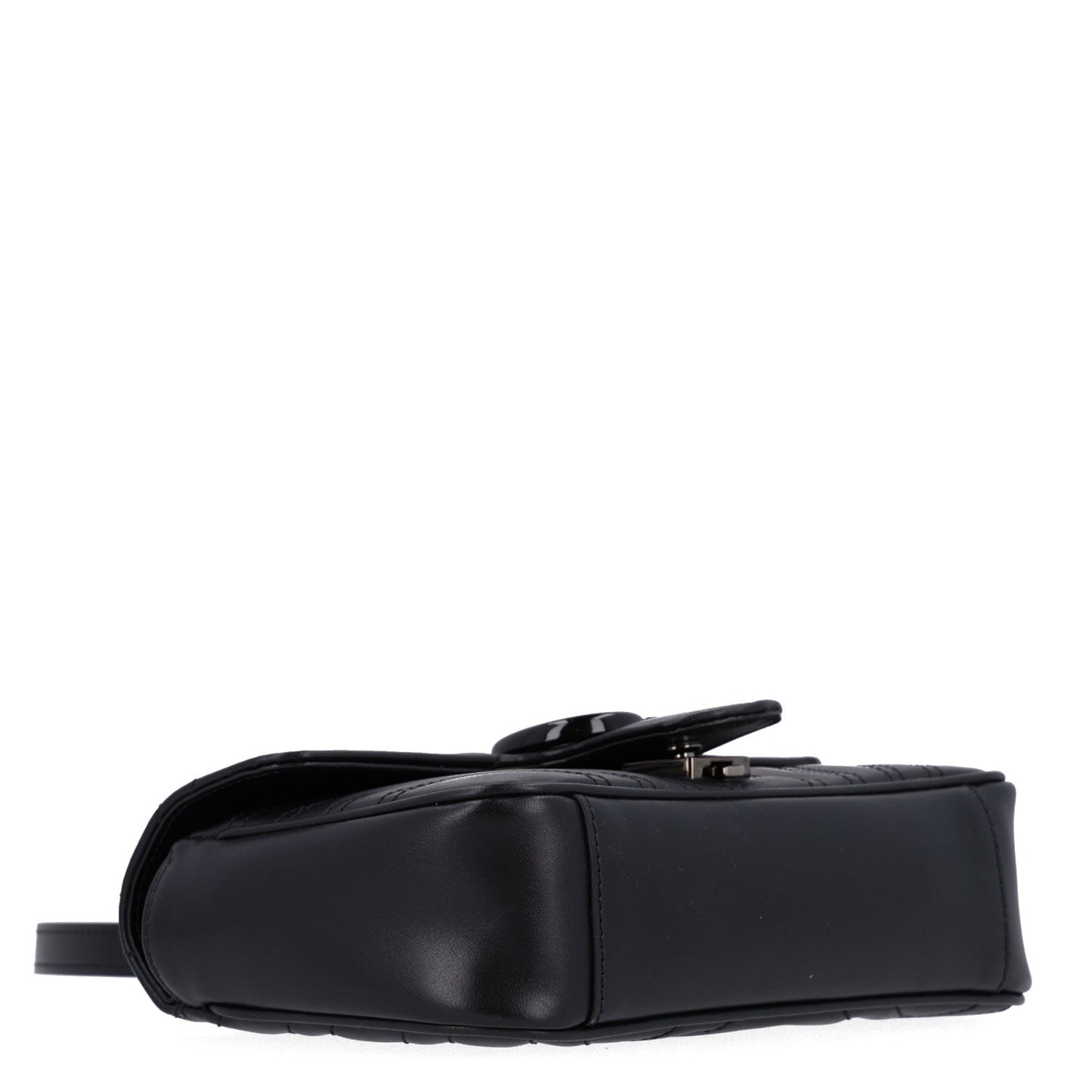 Calfskin Matelasse Monochrome Mini GG Marmont Shoulder Bag Black