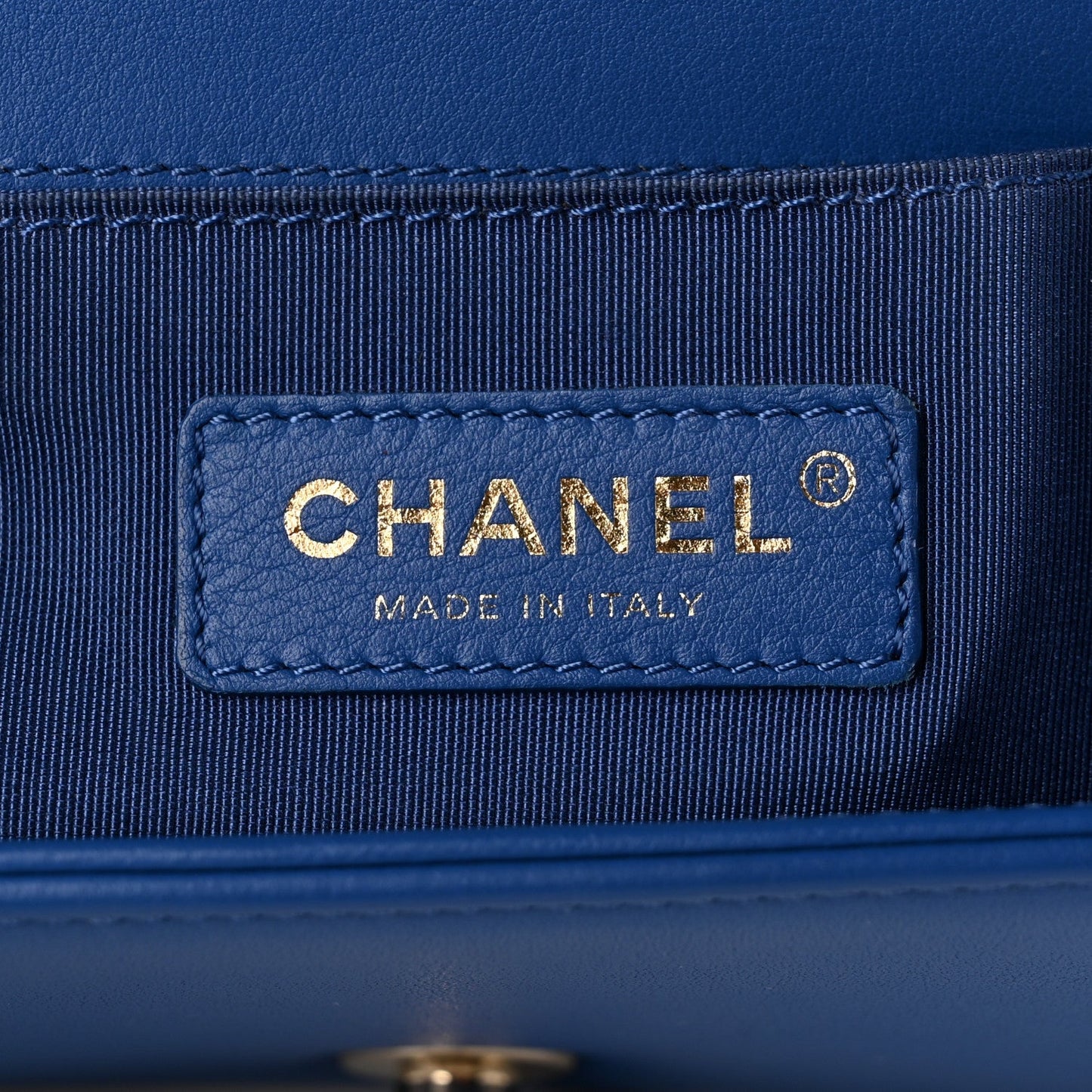 Lambskin Quilted Small Boy Flap Blue