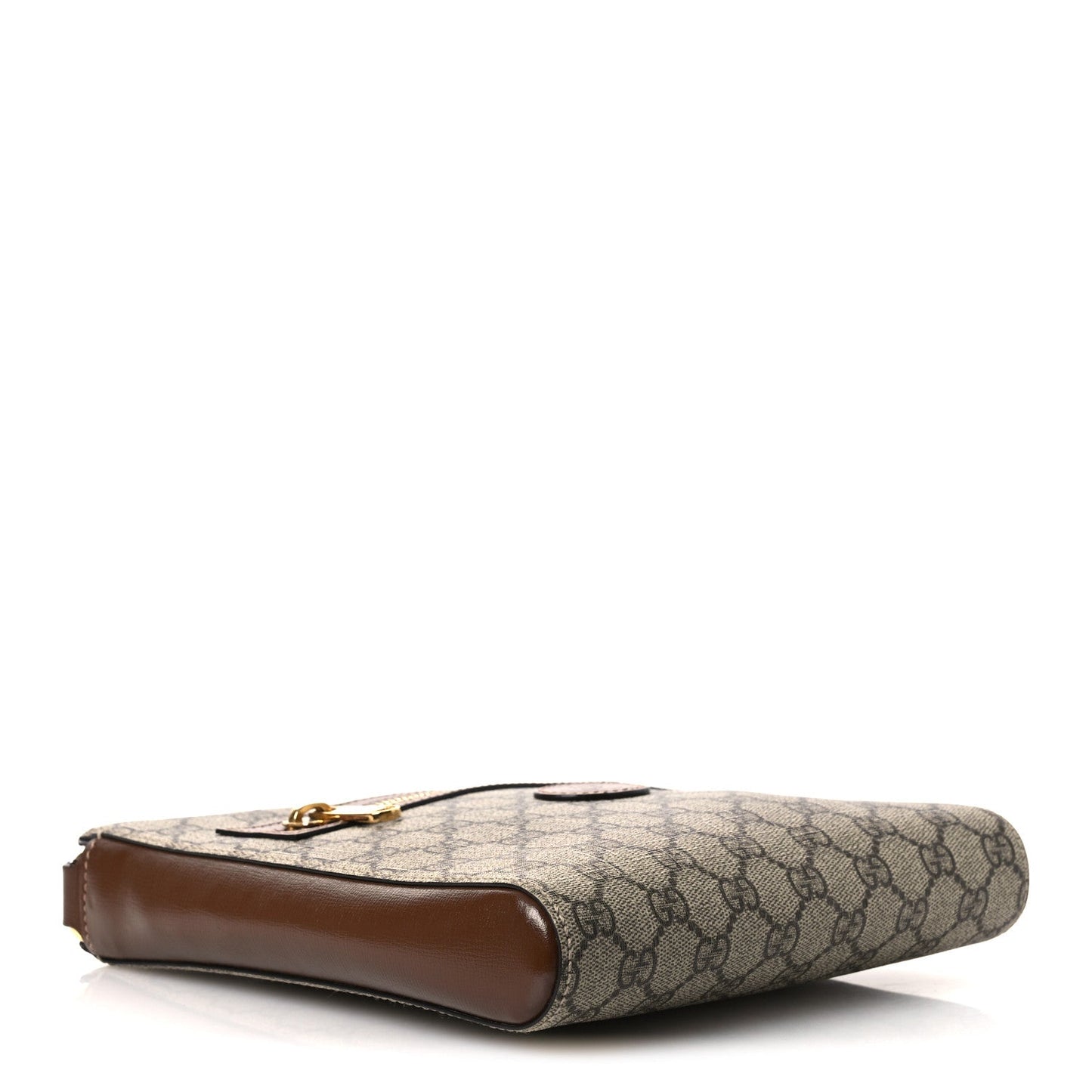 GG Supreme Monogram Azalea Calfskin Retro Interlocking G Flat Messenger Bag Beige Ebony Brown Sugar