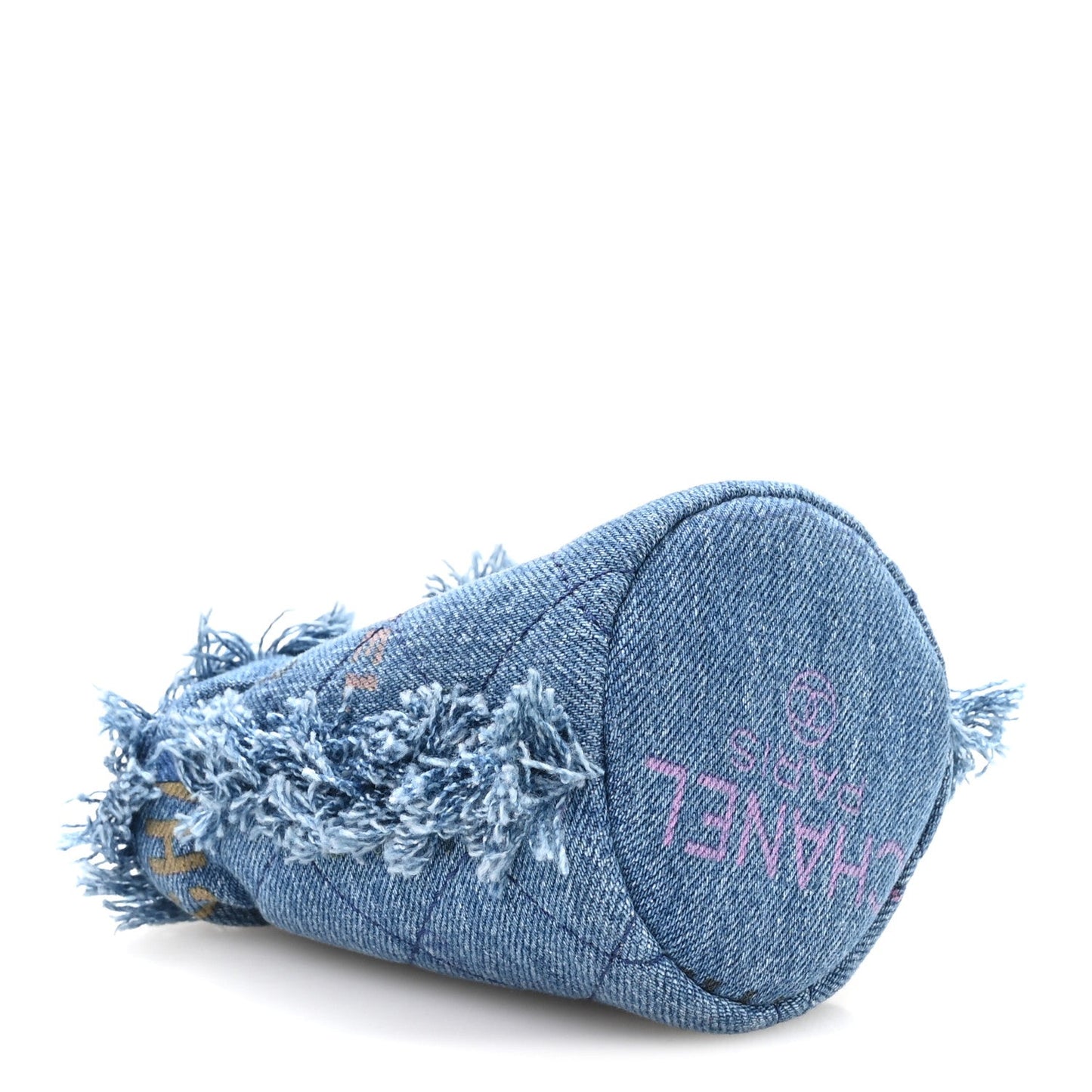 Denim Quilted Mood Mini Bucket With Chain Blue Multicolor